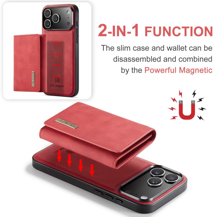 For iPhone 17 Pro Max DG.MING M1 Series 3-Fold Multi Card Wallet Leather Phone Case(Red) by DG.MING