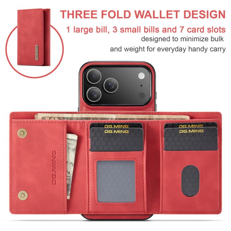 For iPhone 17 Pro Max DG.MING M1 Series 3-Fold Multi Card Wallet Leather Phone Case(Red) by DG.MING