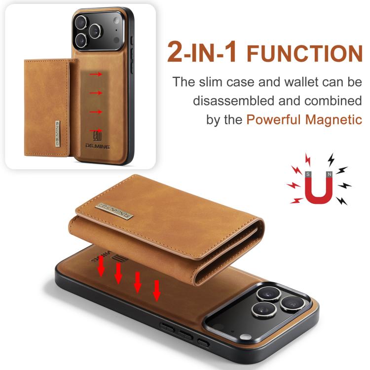 For iPhone 17 Pro DG.MING M1 Series 3-Fold Multi Card Wallet Leather Phone Case(Brown) by DG.MING