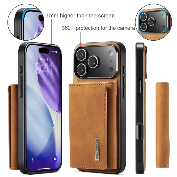For iPhone 17 Pro DG.MING M1 Series 3-Fold Multi Card Wallet Leather Phone Case(Brown) by DG.MING