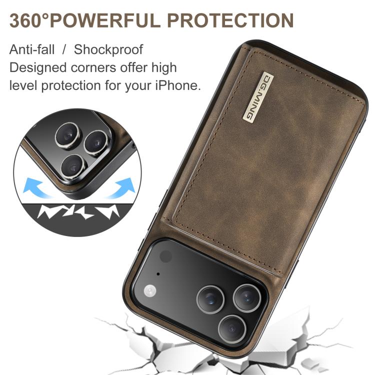 For iPhone 17 Pro DG.MING M1 Series 3-Fold Multi Card Wallet Leather Phone Case(Coffee) by DG.MING