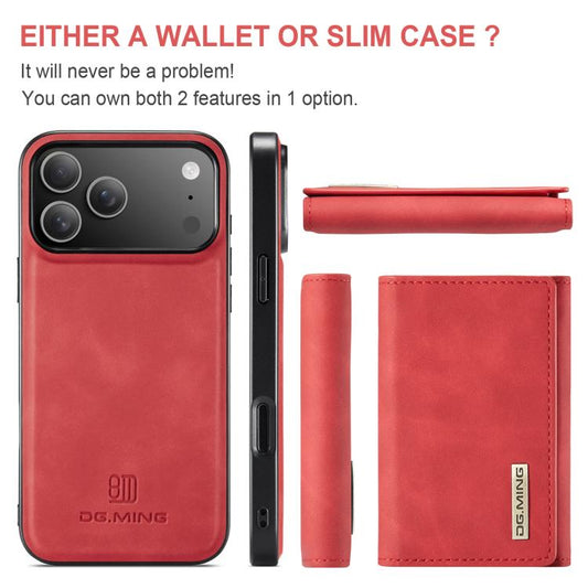 For iPhone 17 Pro DG.MING M1 Series 3-Fold Multi Card Wallet Leather Phone Case(Red) by DG.MING