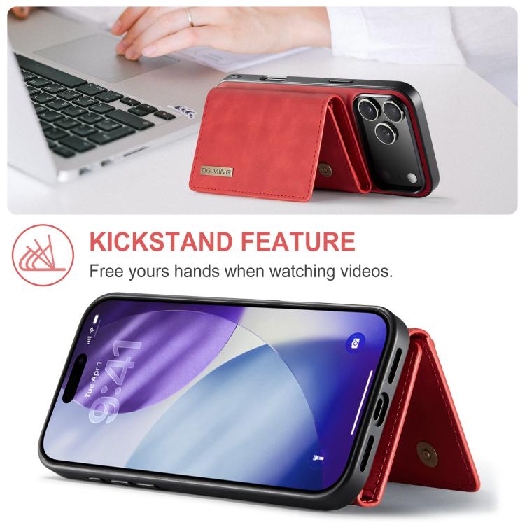 For iPhone 17 Pro DG.MING M1 Series 3-Fold Multi Card Wallet Leather Phone Case(Red) by DG.MING