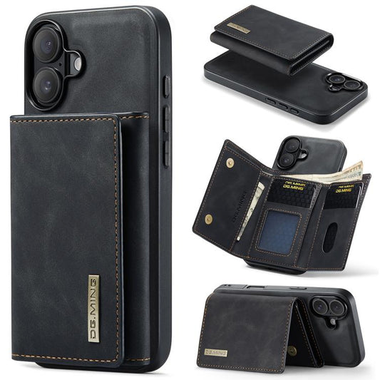 For iPhone 17 DG.MING M1 Series 3-Fold Multi Card Wallet Leather Phone Case(Black) by DG.MING