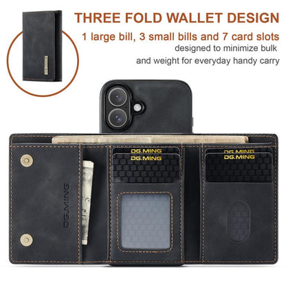 For iPhone 17 DG.MING M1 Series 3-Fold Multi Card Wallet Leather Phone Case(Black) by DG.MING