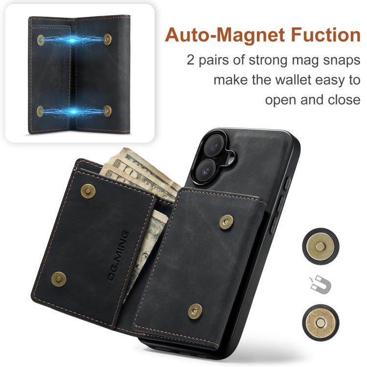 For iPhone 17 DG.MING M1 Series 3-Fold Multi Card Wallet Leather Phone Case(Black) by DG.MING
