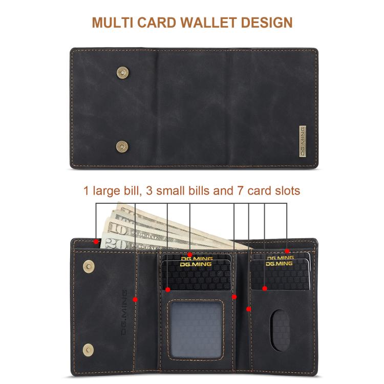 For iPhone 17 DG.MING M1 Series 3-Fold Multi Card Wallet Leather Phone Case(Black) by DG.MING
