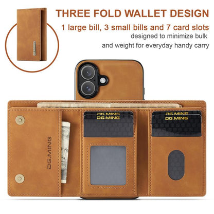 For iPhone 17 DG.MING M1 Series 3-Fold Multi Card Wallet Leather Phone Case(Brown) by DG.MING