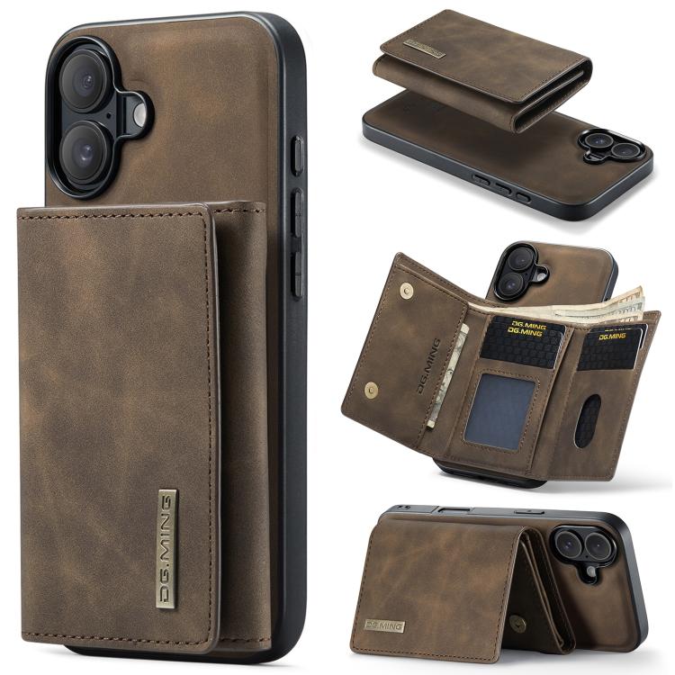 For iPhone 17 DG.MING M1 Series 3-Fold Multi Card Wallet Leather Phone Case(Coffee) by DG.MING