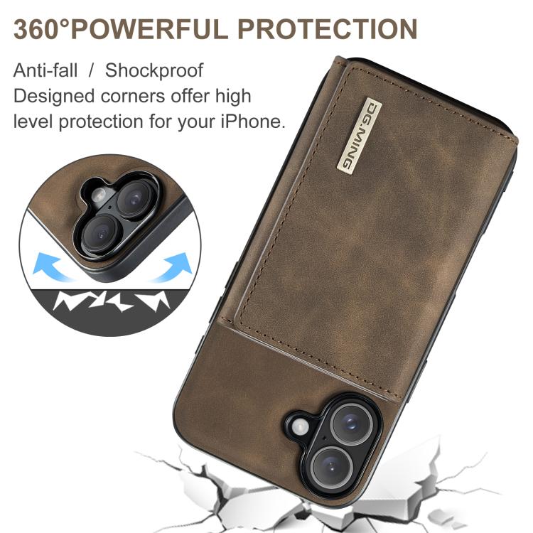 For iPhone 17 DG.MING M1 Series 3-Fold Multi Card Wallet Leather Phone Case(Coffee) by DG.MING
