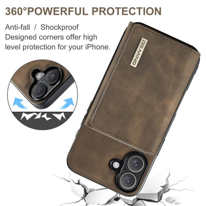 For iPhone 17 DG.MING M1 Series 3-Fold Multi Card Wallet Leather Phone Case(Coffee) by DG.MING