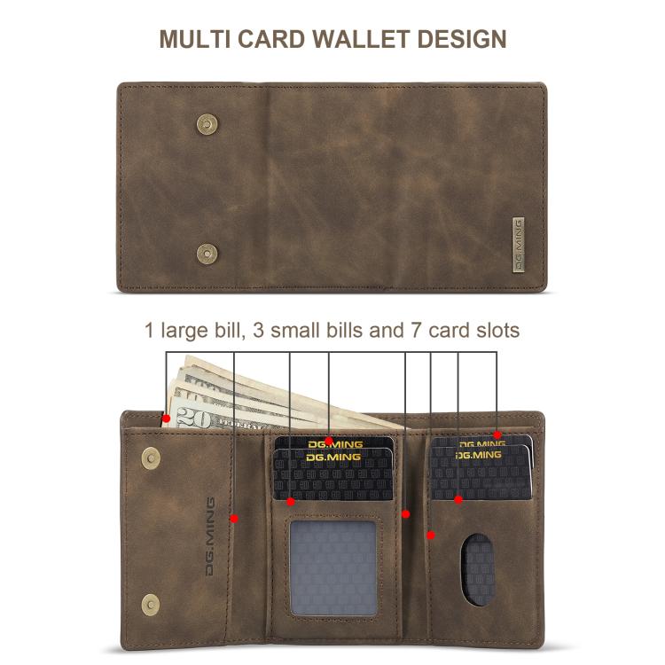 For iPhone 17 DG.MING M1 Series 3-Fold Multi Card Wallet Leather Phone Case(Coffee) by DG.MING