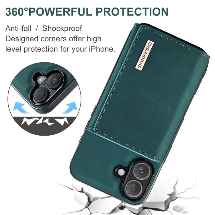 For iPhone 17 DG.MING M1 Series 3-Fold Multi Card Wallet Leather Phone Case(Green) by DG.MING