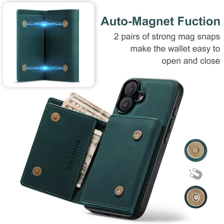 For iPhone 17 DG.MING M1 Series 3-Fold Multi Card Wallet Leather Phone Case(Green) by DG.MING