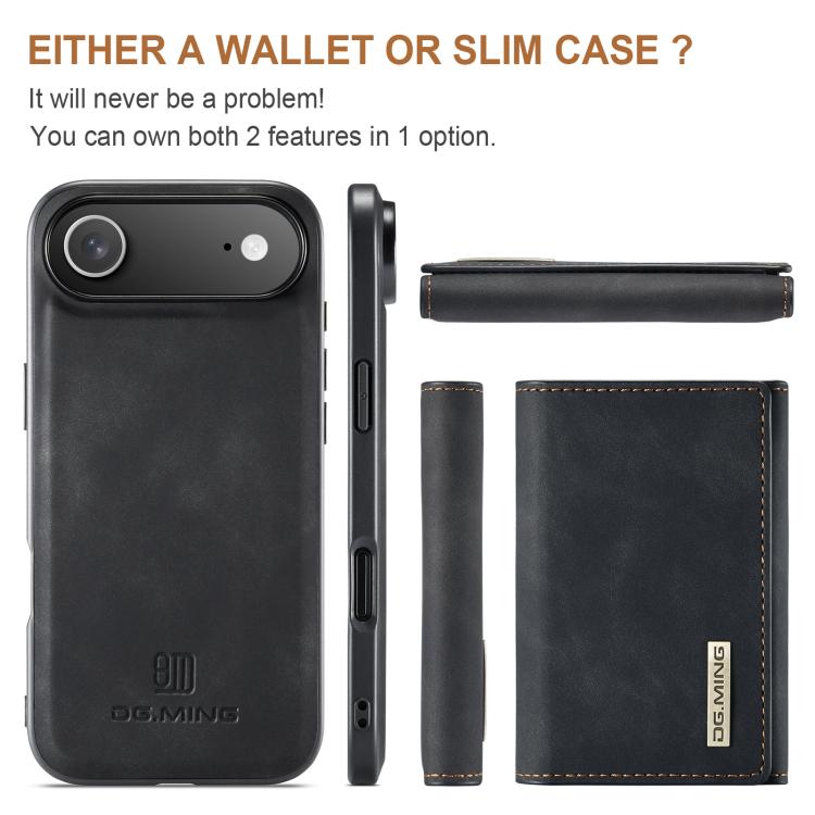 For iPhone Air DG.MING M1 Series 3-Fold Multi Card Wallet Leather Phone Case(Black) by DG.MING