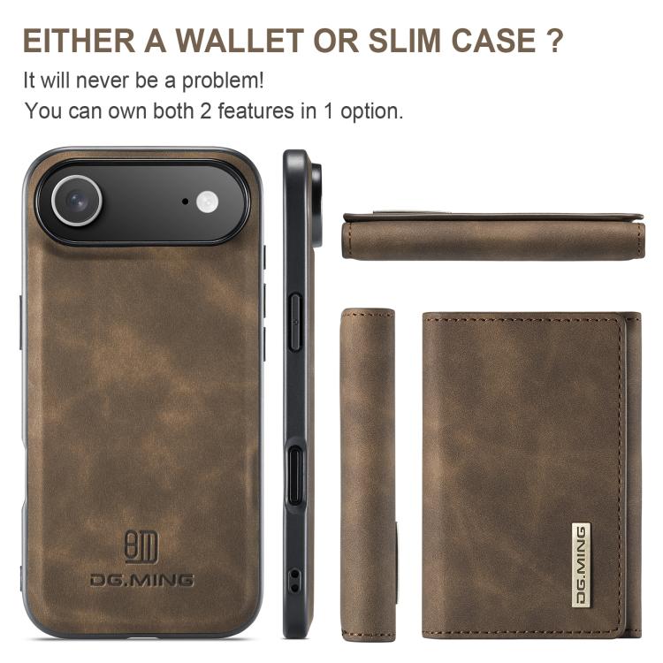 For iPhone Air DG.MING M1 Series 3-Fold Multi Card Wallet Leather Phone Case(Coffee) by DG.MING
