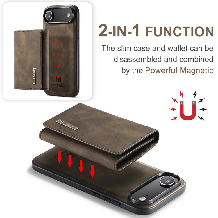 For iPhone Air DG.MING M1 Series 3-Fold Multi Card Wallet Leather Phone Case(Coffee) by DG.MING