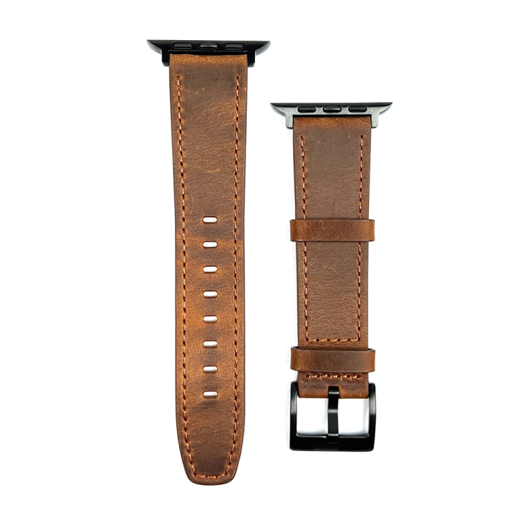 For Apple Watch 7 45mm Retro Texture Leather Watch Band(Brown) by bashfashion