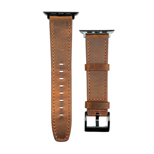 For Apple Watch 9 45mm Retro Texture Leather Watch Band(Brown) by bashfashion