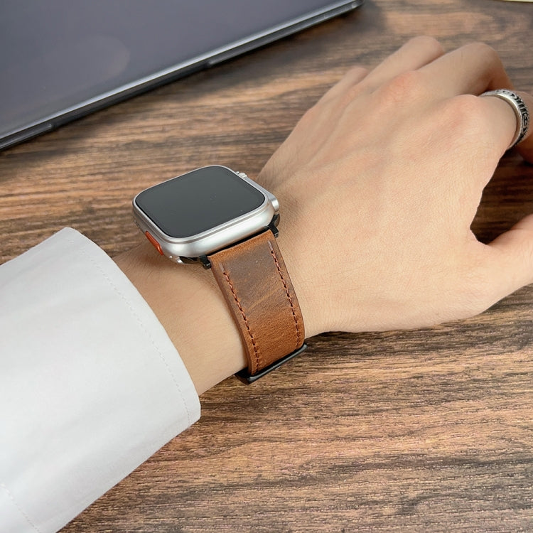 For Apple Watch SE 2023 40mm Retro Texture Leather Watch Band(Coffee Color) by bashfashion