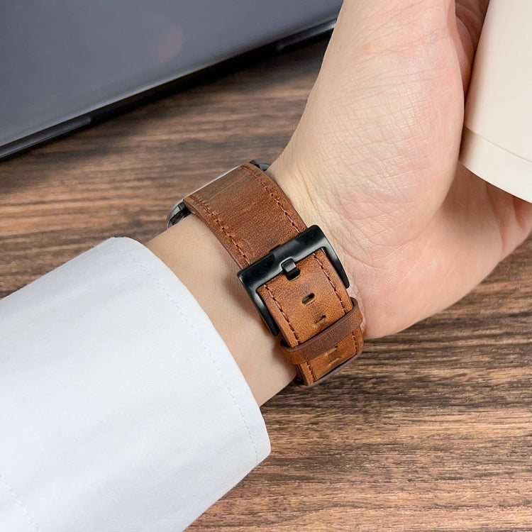 For Apple Watch 5 44mm Retro Texture Leather Watch Band(Brown) by bashfashion