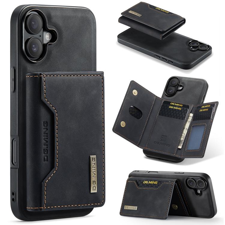 For iPhone 17 DG.MING M2 Series 3-Fold Card Bag Wallet Leather Phone Case(Black) by DG.MING