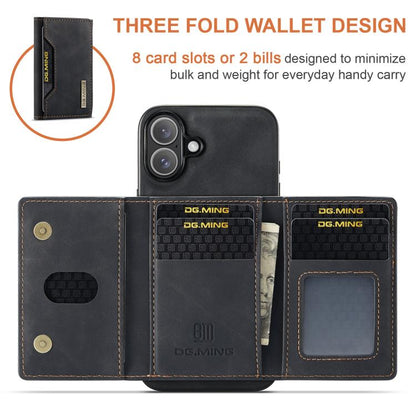 For iPhone 17 DG.MING M2 Series 3-Fold Card Bag Wallet Leather Phone Case(Black) by DG.MING