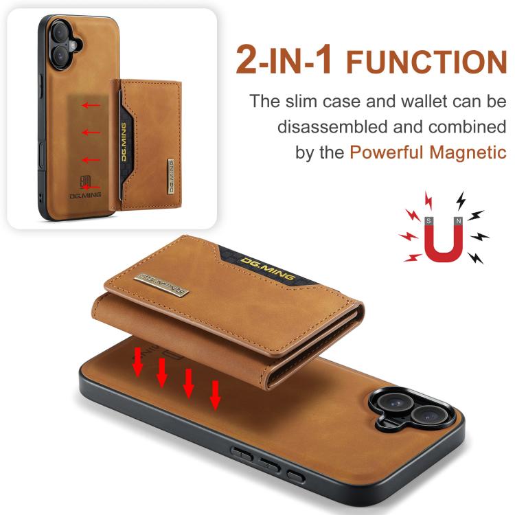 For iPhone 17 DG.MING M2 Series 3-Fold Card Bag Wallet Leather Phone Case(Brown) by DG.MING