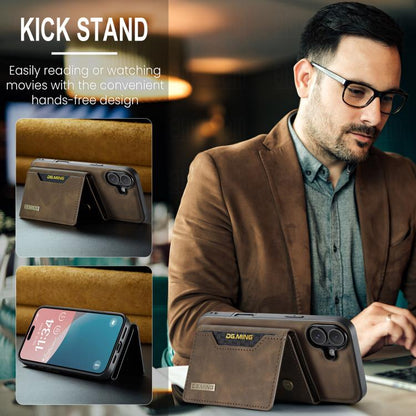 For iPhone 17 DG.MING M2 Series 3-Fold Card Bag Wallet Leather Phone Case(Coffee) by DG.MING
