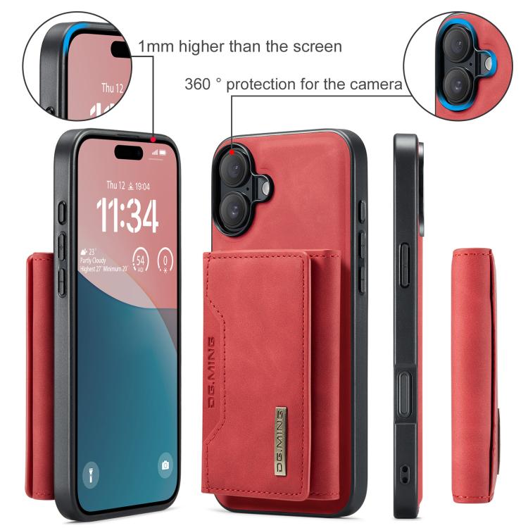 For iPhone 17 DG.MING M2 Series 3-Fold Card Bag Wallet Leather Phone Case(Red) by DG.MING