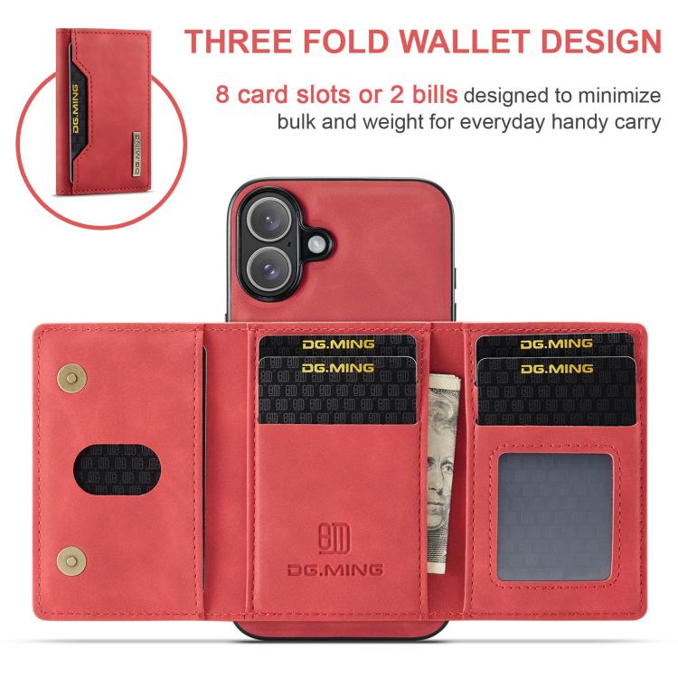 For iPhone 17 DG.MING M2 Series 3-Fold Card Bag Wallet Leather Phone Case(Red) by DG.MING
