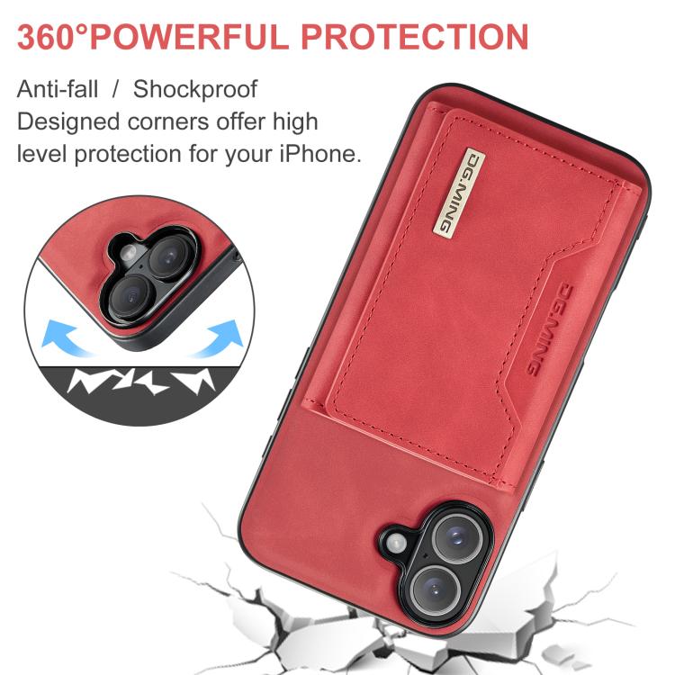 For iPhone 17 DG.MING M2 Series 3-Fold Card Bag Wallet Leather Phone Case(Red) by DG.MING