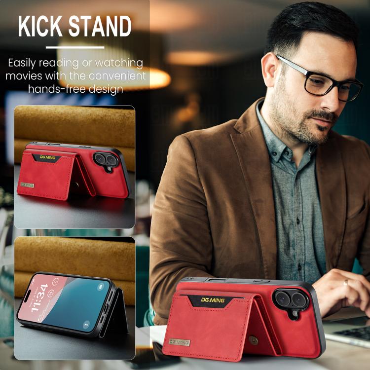 For iPhone 17 DG.MING M2 Series 3-Fold Card Bag Wallet Leather Phone Case(Red) by DG.MING