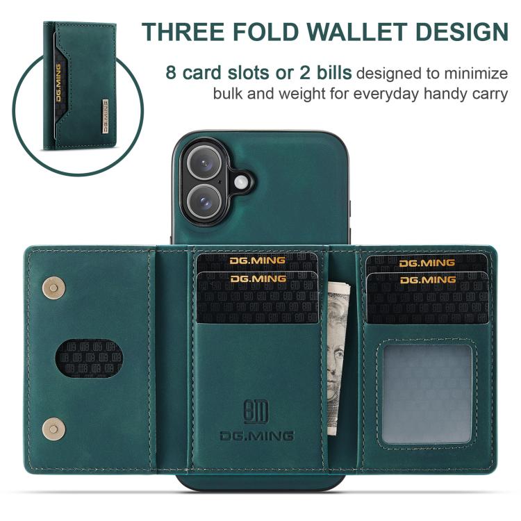 For iPhone 17 DG.MING M2 Series 3-Fold Card Bag Wallet Leather Phone Case(Green) by DG.MING