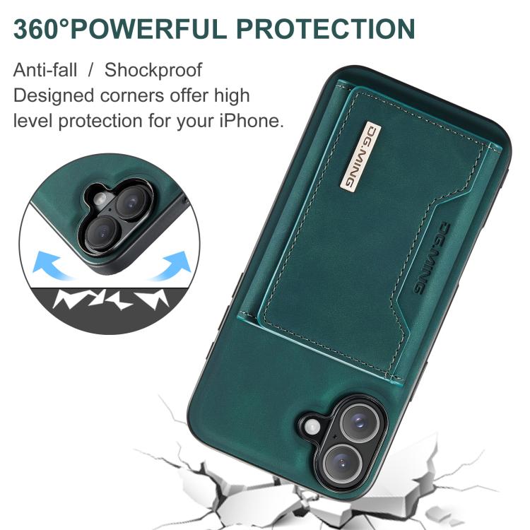 For iPhone 17 DG.MING M2 Series 3-Fold Card Bag Wallet Leather Phone Case(Green) by DG.MING