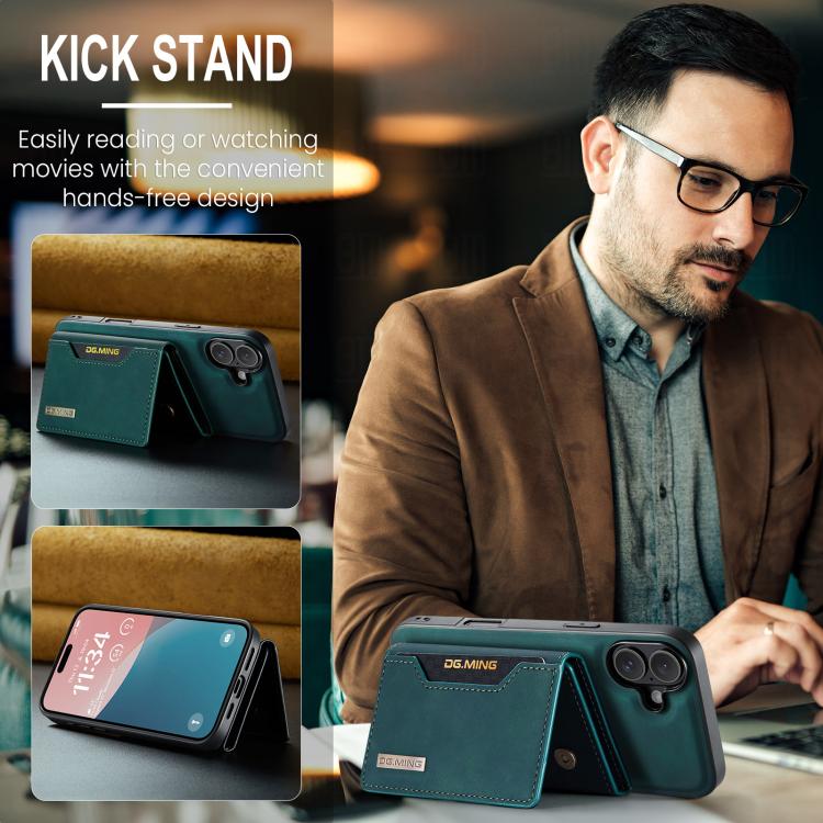 For iPhone 17 DG.MING M2 Series 3-Fold Card Bag Wallet Leather Phone Case(Green) by DG.MING