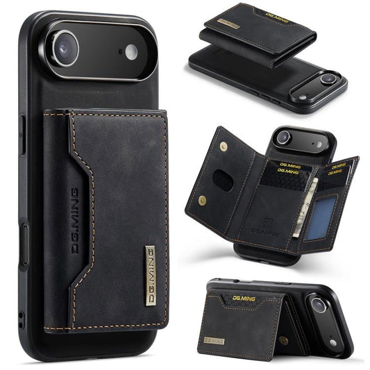 For iPhone Air DG.MING M2 Series 3-Fold Card Bag Wallet Leather Phone Case(Black) by DG.MING