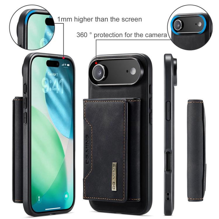 For iPhone Air DG.MING M2 Series 3-Fold Card Bag Wallet Leather Phone Case(Black) by DG.MING