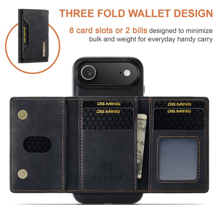 For iPhone Air DG.MING M2 Series 3-Fold Card Bag Wallet Leather Phone Case(Black) by DG.MING