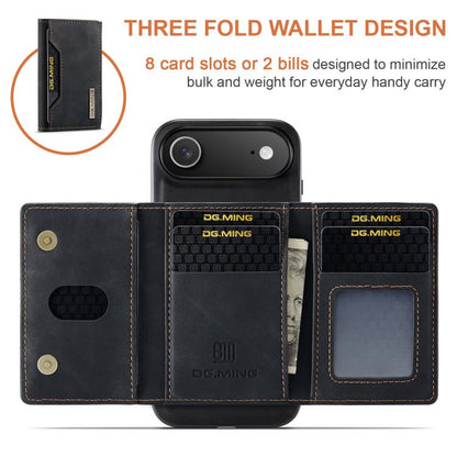 For iPhone Air DG.MING M2 Series 3-Fold Card Bag Wallet Leather Phone Case(Black) by DG.MING