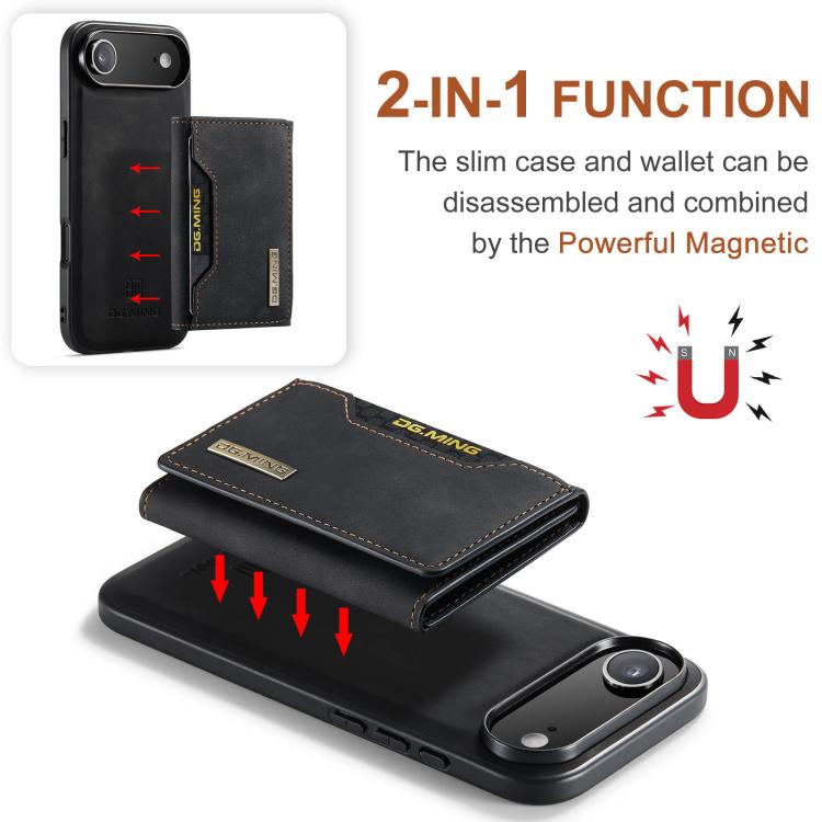 For iPhone Air DG.MING M2 Series 3-Fold Card Bag Wallet Leather Phone Case(Black) by DG.MING