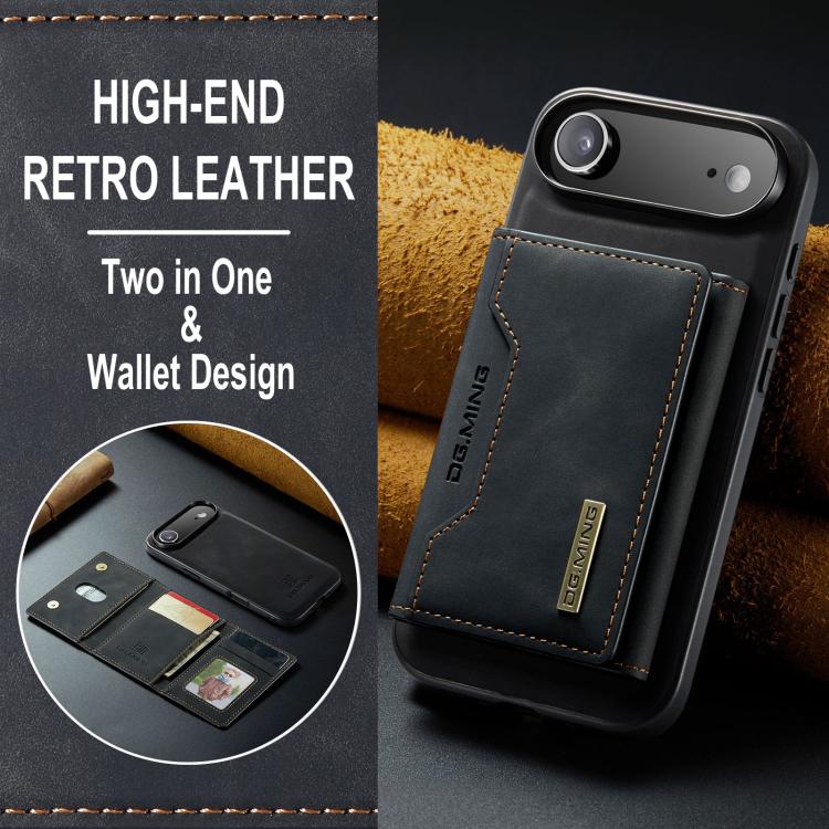 For iPhone Air DG.MING M2 Series 3-Fold Card Bag Wallet Leather Phone Case(Black) by DG.MING