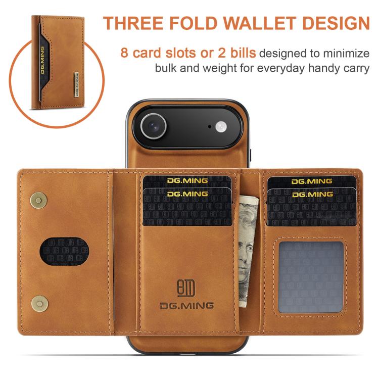 For iPhone Air DG.MING M2 Series 3-Fold Card Bag Wallet Leather Phone Case(Brown) by DG.MING