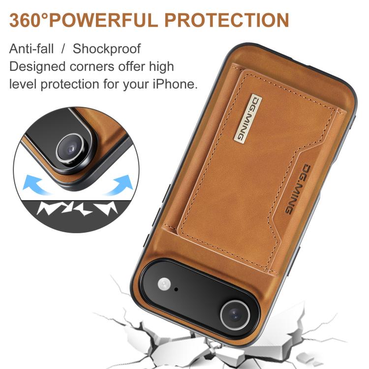 For iPhone Air DG.MING M2 Series 3-Fold Card Bag Wallet Leather Phone Case(Brown) by DG.MING