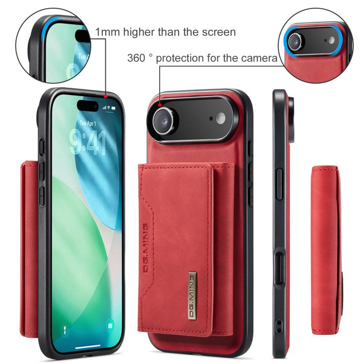 For iPhone Air DG.MING M2 Series 3-Fold Card Bag Wallet Leather Phone Case(Red) by DG.MING
