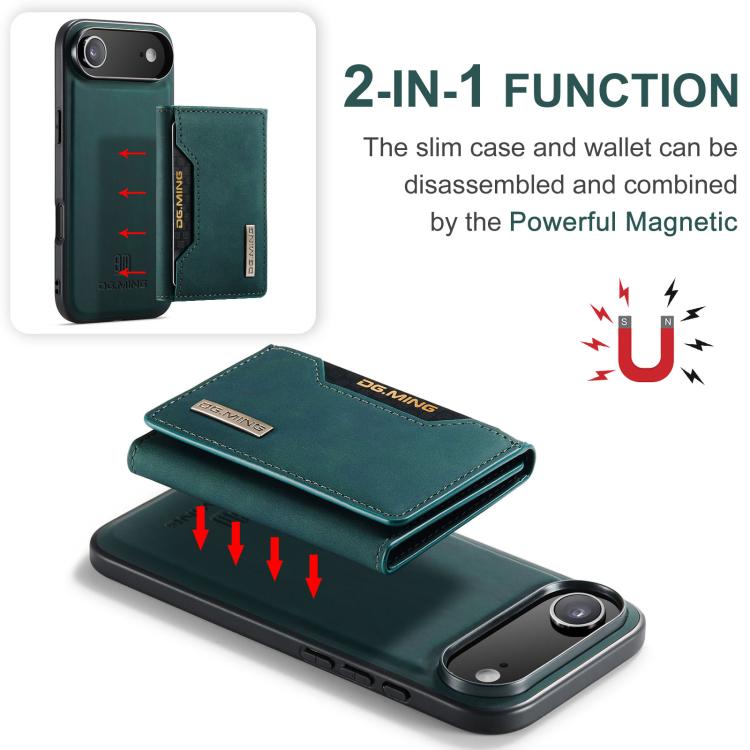 For iPhone Air DG.MING M2 Series 3-Fold Card Bag Wallet Leather Phone Case(Green) by DG.MING