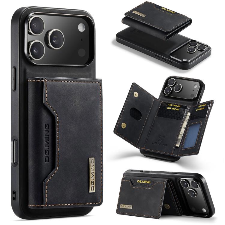 For iPhone 17 Pro DG.MING M2 Series 3-Fold Card Bag Wallet Leather Phone Case(Black) by DG.MING