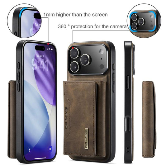 For iPhone 17 Pro DG.MING M2 Series 3-Fold Card Bag Wallet Leather Phone Case(Coffee) by DG.MING