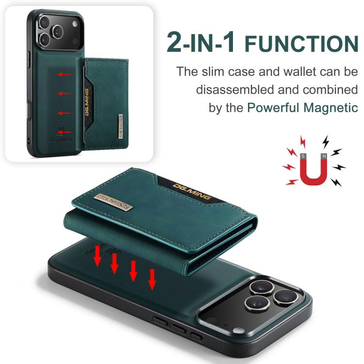 For iPhone 17 Pro DG.MING M2 Series 3-Fold Card Bag Wallet Leather Phone Case(Green) by DG.MING