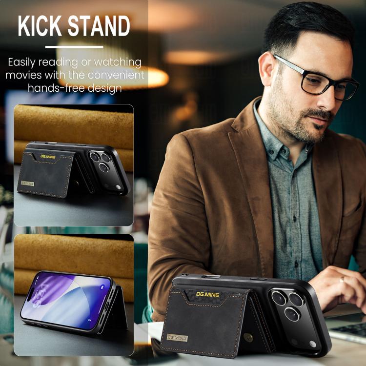 For iPhone 17 Pro Max DG.MING M2 Series 3-Fold Card Bag Wallet Leather Phone Case(Black) by DG.MING